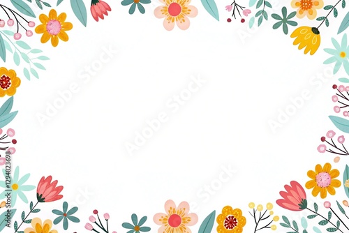 Colorful Flowers Frame Border Illustration