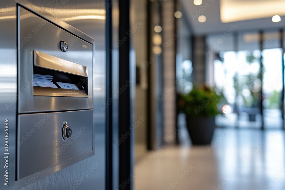 A contemporary mailbox sits stylishly in a modern lobby, surrounded by beautiful interior design elements, representing convenience and the importance of communication in daily life. A contemporary mailbox sits stylishly in a modern lobby, surrounded by beautiful interior design elements, representing convenience and the importance of communication in daily life.
