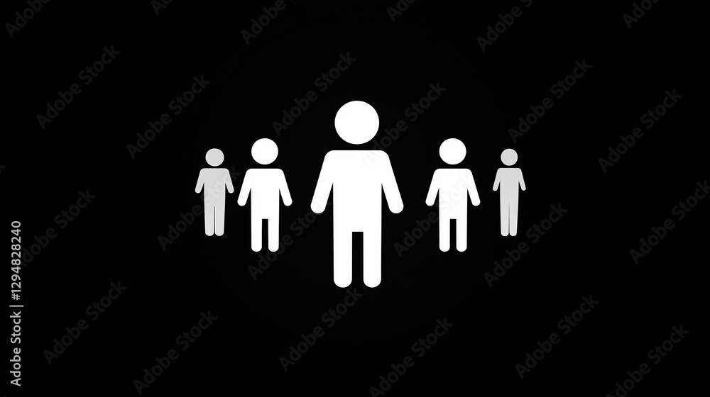 Teamwork Symbol: A minimalist and powerful graphic depicting five simple white stick figures forming a circle, symbolizing collaboration, community, and the interconnectedness of individuals. Teamwork Symbol: A minimalist and powerful graphic depicting five simple white stick figures forming a circle, symbolizing collaboration, community, and the interconnectedness of individuals.
