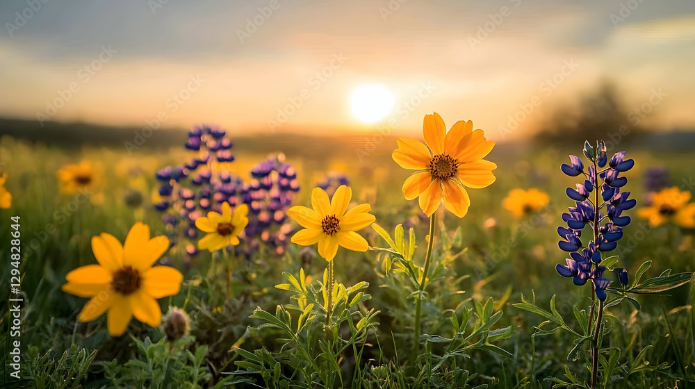 Obraz premium Sunset blooms in a wildflower meadow