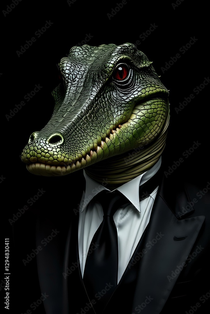 head of a crocodile in suit head of a crocodile in suit
