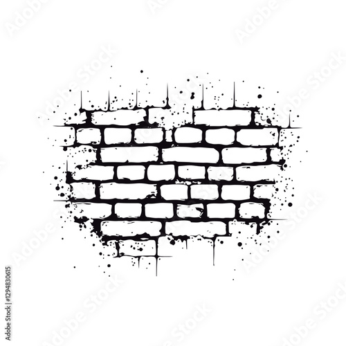 Cracked broken brick wall
