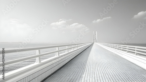 White Bridge Over Water  Empty Perspective