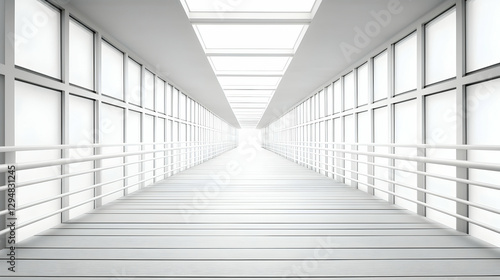 White corridor perspective  modern architecture