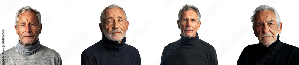 Mature man on transparent background collection set Mature man on transparent background collection set