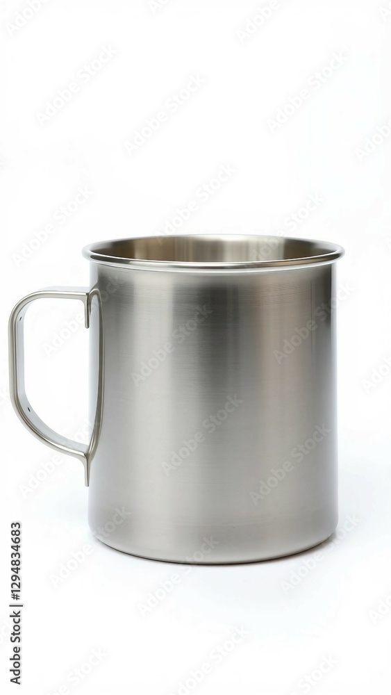 Steel mug isolated on white background Template of water container for design (Clipping path) vertic Steel mug isolated on white background Template of water container for design (Clipping path) vertic