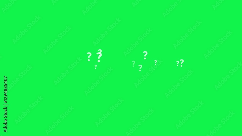 Floating moving question marks animation on a chroma key green screen ...