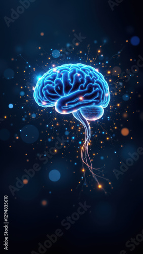 Wallpaper Mural A colorful representation of artificial general intelligence with a central brain graphic surrounded by digital sparkles. Torontodigital.ca