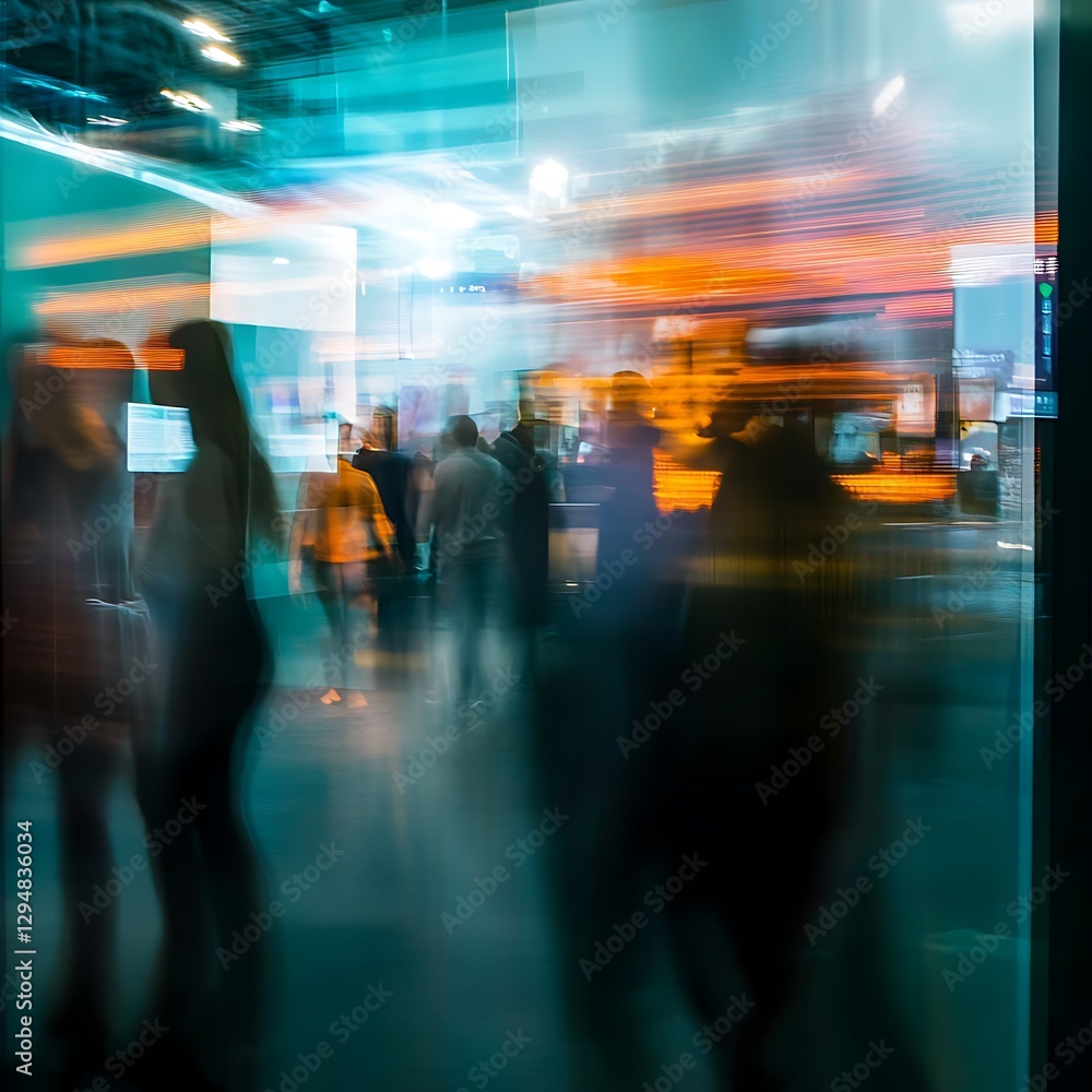 Exhibition hall bustling with abstract motion and energy image Exhibition hall bustling with abstract motion and energy image
