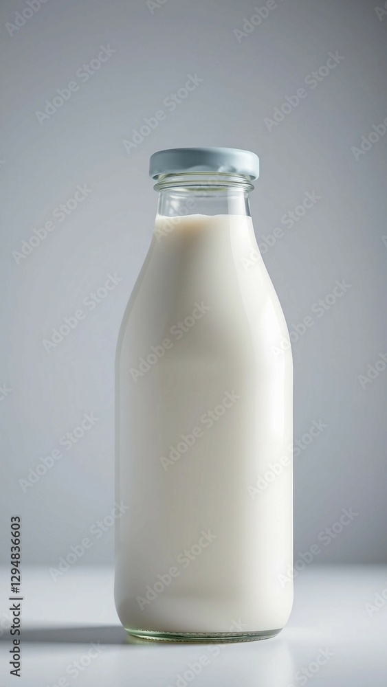 Fresh milk bottle isolated on white background Template of milk package for your design Clipping pat Fresh milk bottle isolated on white background Template of milk package for your design Clipping pat