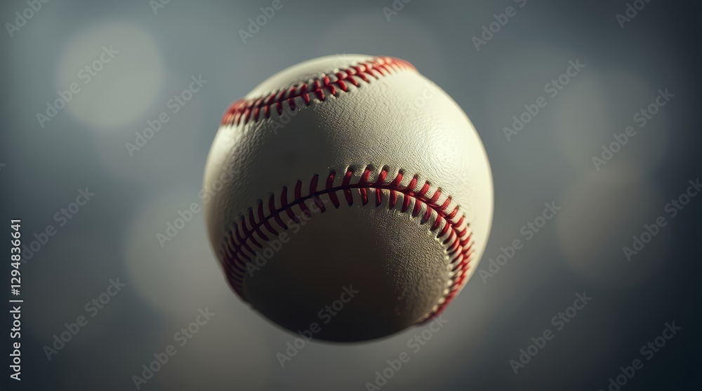 A crisp baseball shot, highlighting texture and stitching in a dramatic setting A crisp baseball shot, highlighting texture and stitching in a dramatic setting