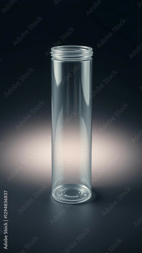 Cylinder plastic bottle on isolated background Transparent tube package and lid (Clipping path or cu Cylinder plastic bottle on isolated background Transparent tube package and lid (Clipping path or cu