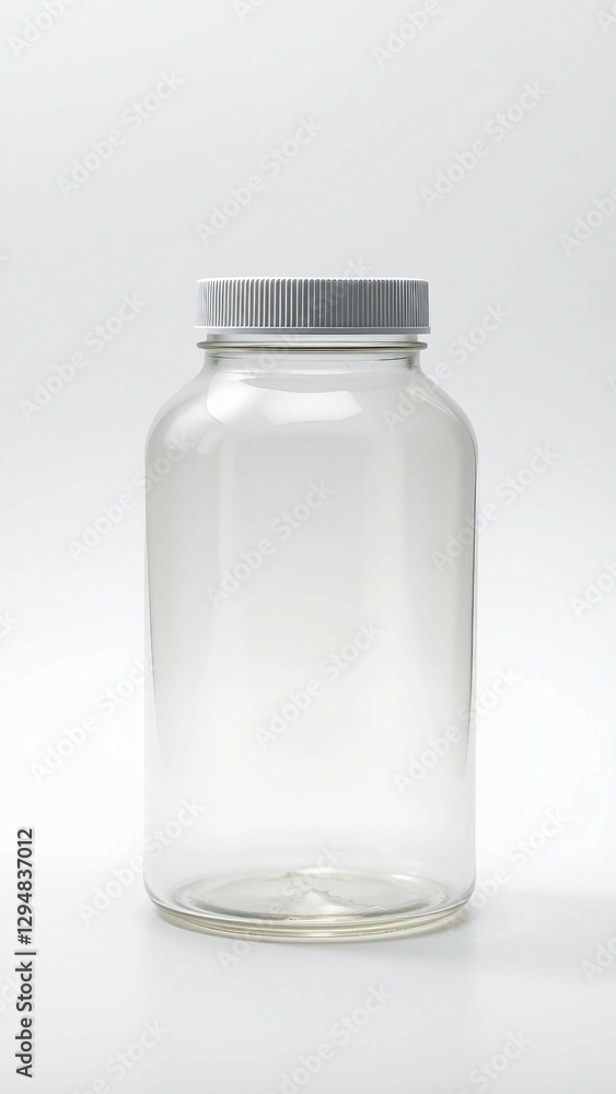 Clear bottle on white background with clipping path Blank plastic jar for your design vertical Clear bottle on white background with clipping path Blank plastic jar for your design vertical