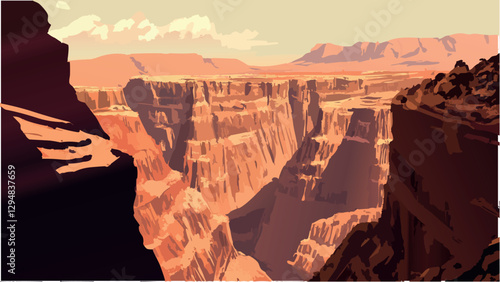 A Journey Through the Grand Canyon in Minimalist Art .eps