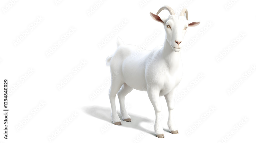 Fototapeta premium White Goat, Farm Animal, Fluffy, Adorable, Domestic Animal