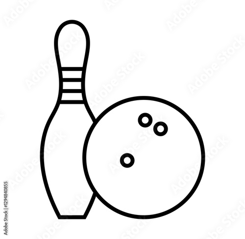 A ball and a pin black and white image of a bowling