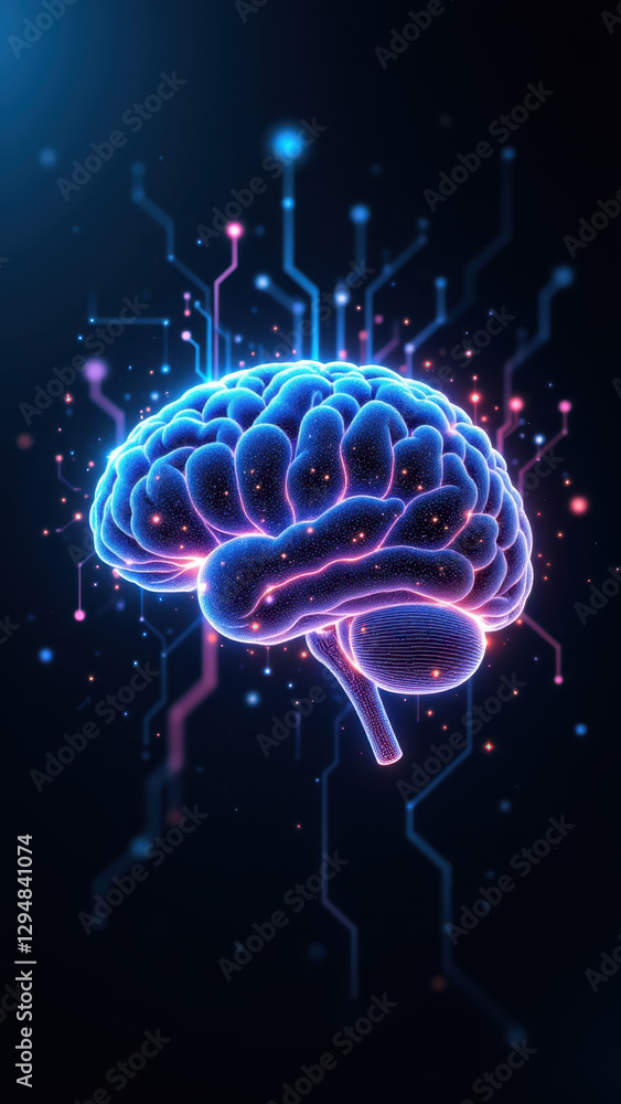 Brain with digital network background symbolizing artificial general intelligence or AGI. Brain with digital network background symbolizing artificial general intelligence or AGI.