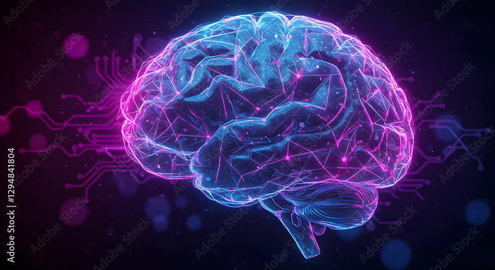 AI Brain Neural Network, Digital Cyber Technology Concept, Futuristic Glowing Artificial Intelligence AI Brain Neural Network, Digital Cyber Technology Concept, Futuristic Glowing Artificial Intelligence