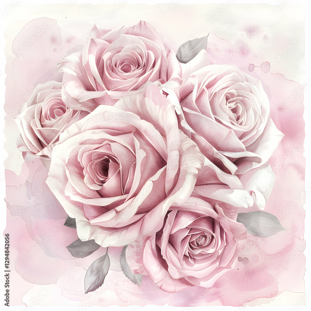 Soft watercolor depiction of pink roses surrounded by gentle hues captures the essence of floral beauty and serenity in a delicate arrangement Soft watercolor depiction of pink roses surrounded by gentle hues captures the essence of floral beauty and serenity in a delicate arrangement