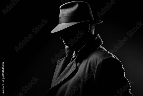Mysterious Secret Agent  , Undercover Spy Concept,  secret agent man, Old fashioned detective