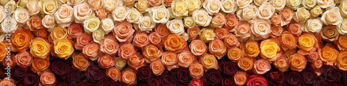 A vibrant arrangement of roses in various shades, creating a beautiful floral display.