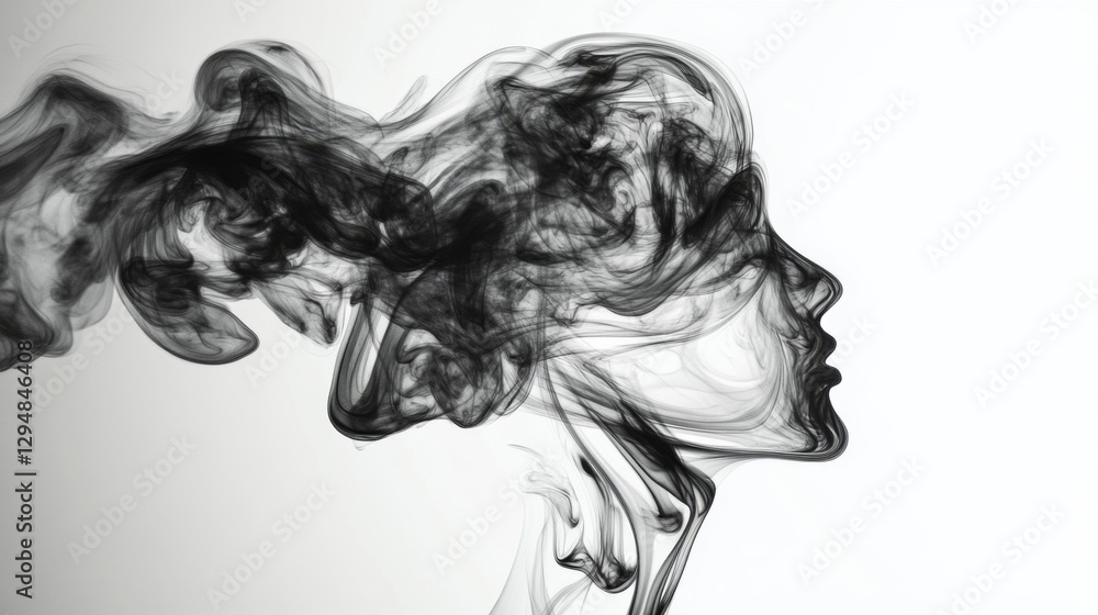 Fototapeta premium Abstract Portrait of a Woman in Smoke and Ink