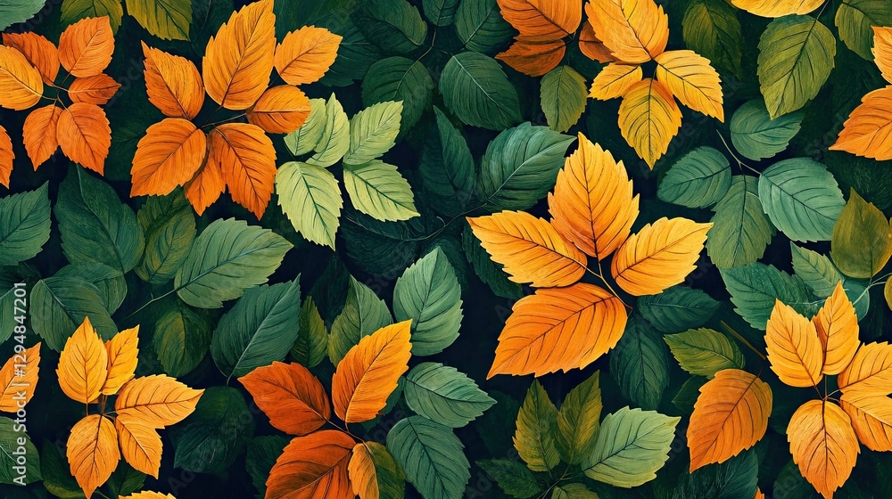 Seamless fall background featuring leaf patterns. - Seamless fall background featuring leaf patterns. -