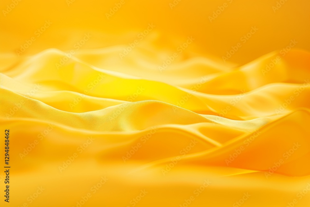 Fototapeta premium A close-up of yellow fabric draped over a blurred yellow background, A vibrant yellow backdrop with soft, blurred edges