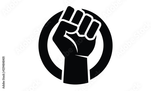 Raised fist silhouette, protest symbol vector, black power icon