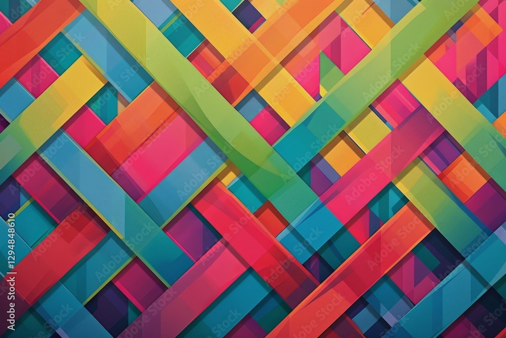 A digital artwork featuring a geometric pattern of overlapping rainbow stripes, Generate a geometric pattern of overlapping rainbow stripes A digital artwork featuring a geometric pattern of overlapping rainbow stripes, Generate a geometric pattern of overlapping rainbow stripes