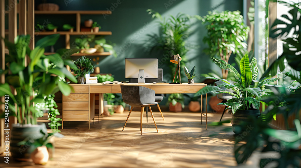 Fototapeta premium Eco-Conscious Office Workspace