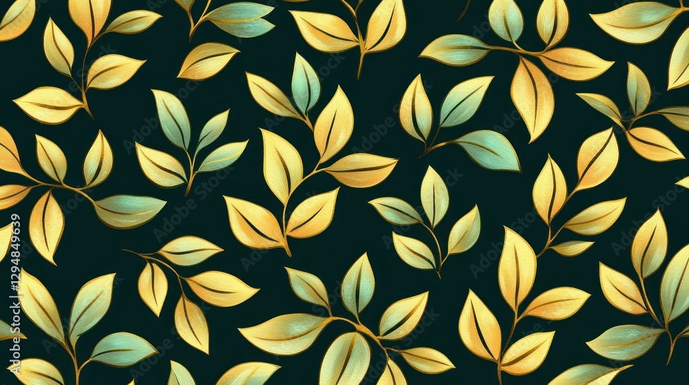 Decorative leaves pattern on dark background Decorative leaves pattern on dark background