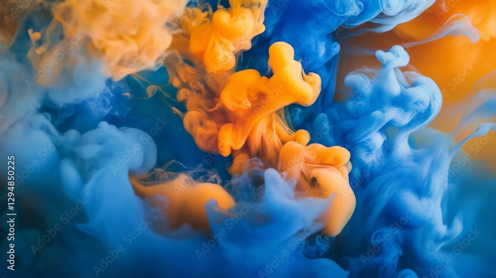 Obraz premium Abstract Blue and Orange Ink Swirls