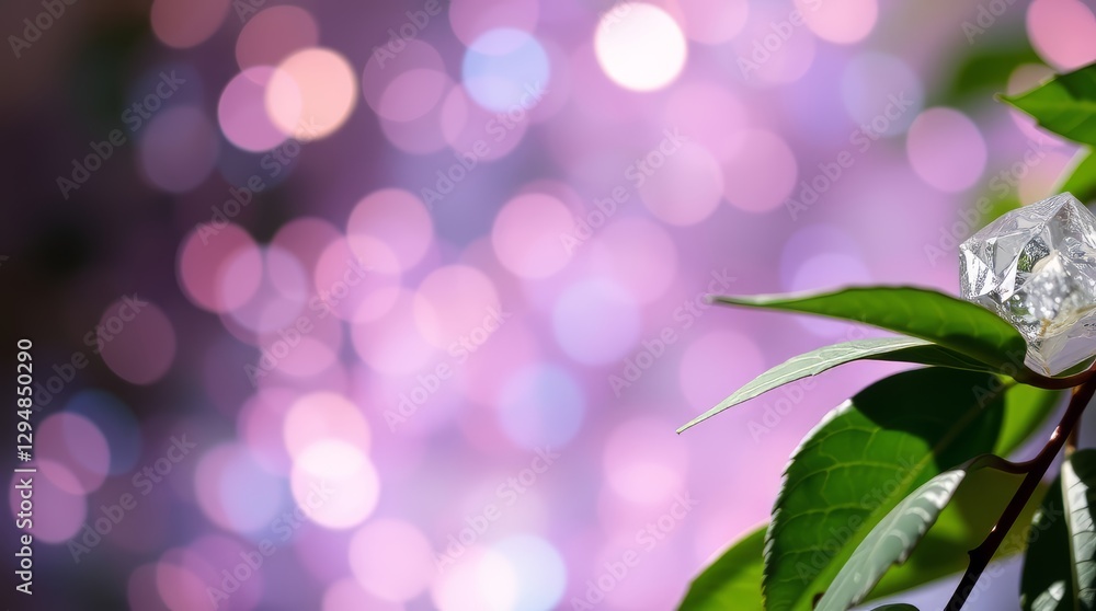 Obraz premium Diamond on Branch with Bokeh Lights, a Luxurious and Delicate Composition