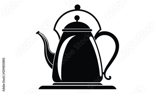 Electric kettle silhouette, tea pot vector, kitchen appliance icon