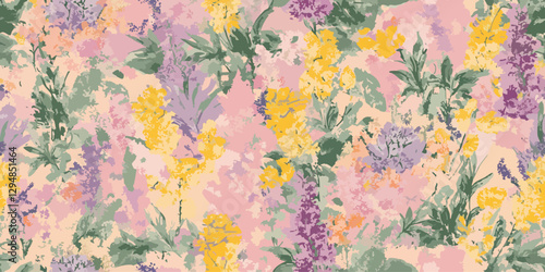 Abstract floral seamless pattern. Elegant flower repeat background for design, packaging, fabric, wallpaper, branding, stationery, wrapping paper, interior