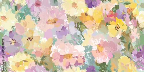 Abstract floral seamless pattern. Elegant flower repeat background for design, packaging, fabric, wallpaper, branding, stationery, wrapping paper, interior