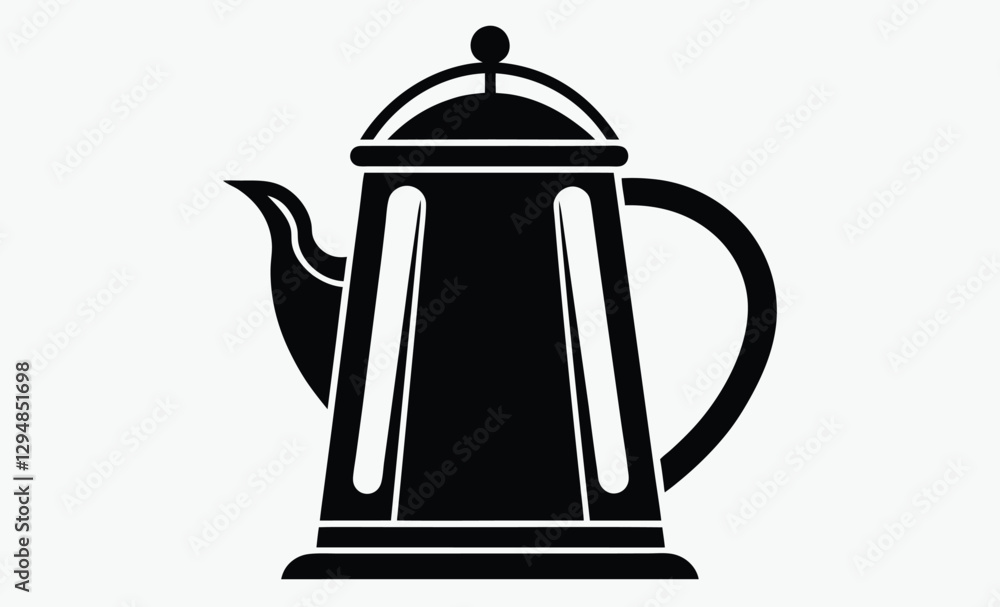 Fototapeta premium Electric kettle silhouette, tea pot vector, kitchen appliance icon