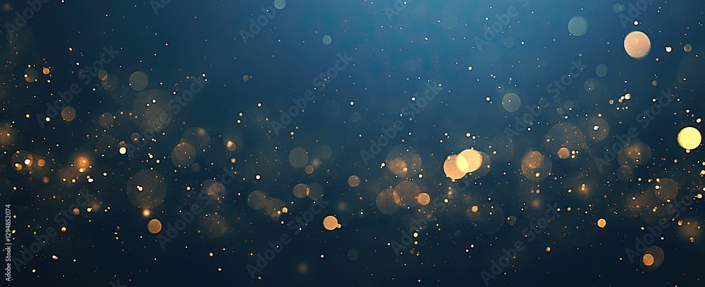 Fototapeta premium Golden Particles Sparkle on Dark Background