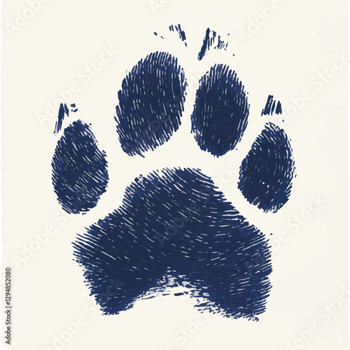 Four pairs of vector paws, Whiskers & Paws Artistic Footprints, Grunge Icons, Symbols for Pet Enthusiasts Art & Illustration