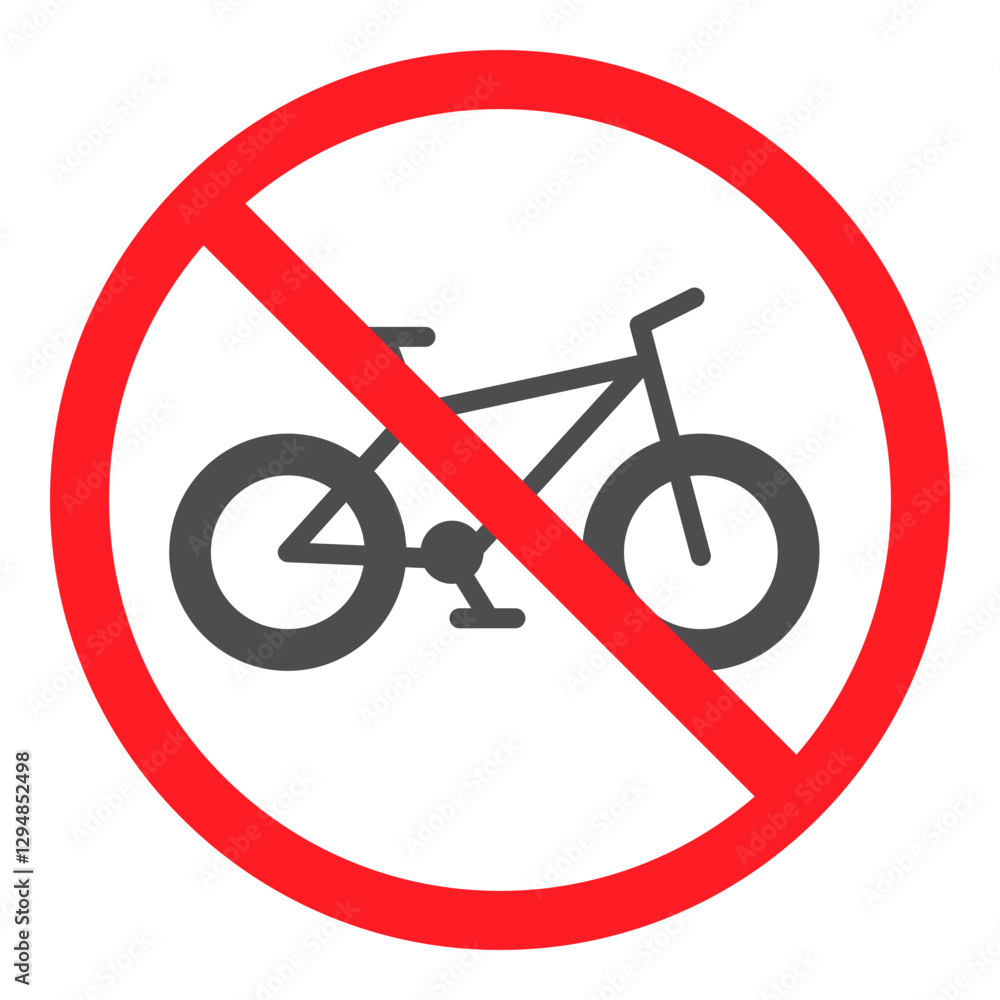 Illustration of No Bike Sign Flat Icon Illustration of No Bike Sign Flat Icon