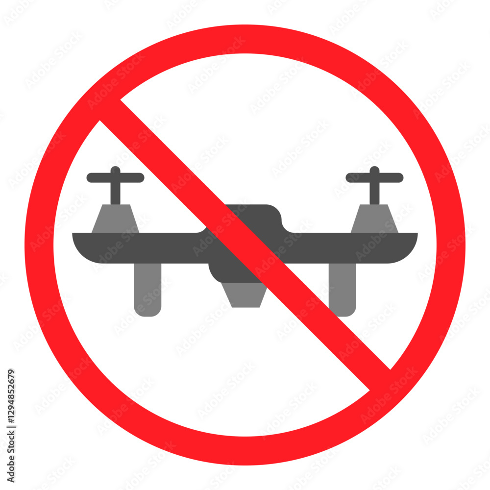 Illustration of No Drone Sign Flat Icon Illustration of No Drone Sign Flat Icon