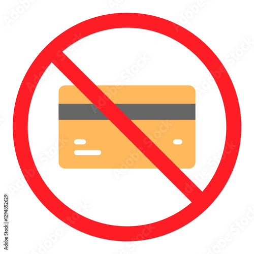 Illustration of No Credit Card Sign Flat Icon