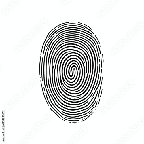 A close up of a fingerprint with a spiral design, Fingerprint isolated on white background Fingerprint vector Art & Illustration