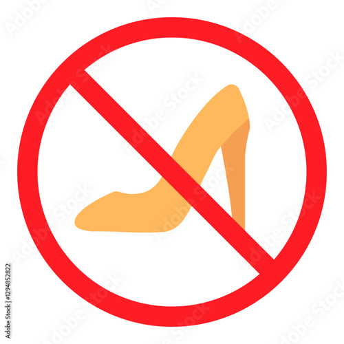 Illustration of No High Heels Sign Flat Icon
