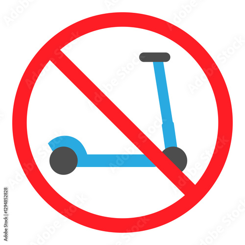 Illustration of No Kick Scooter Sign Flat Icon