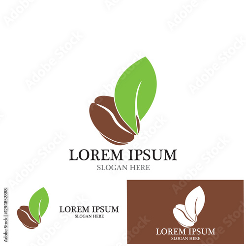 leaf and coffe icon vector illustration template design logo