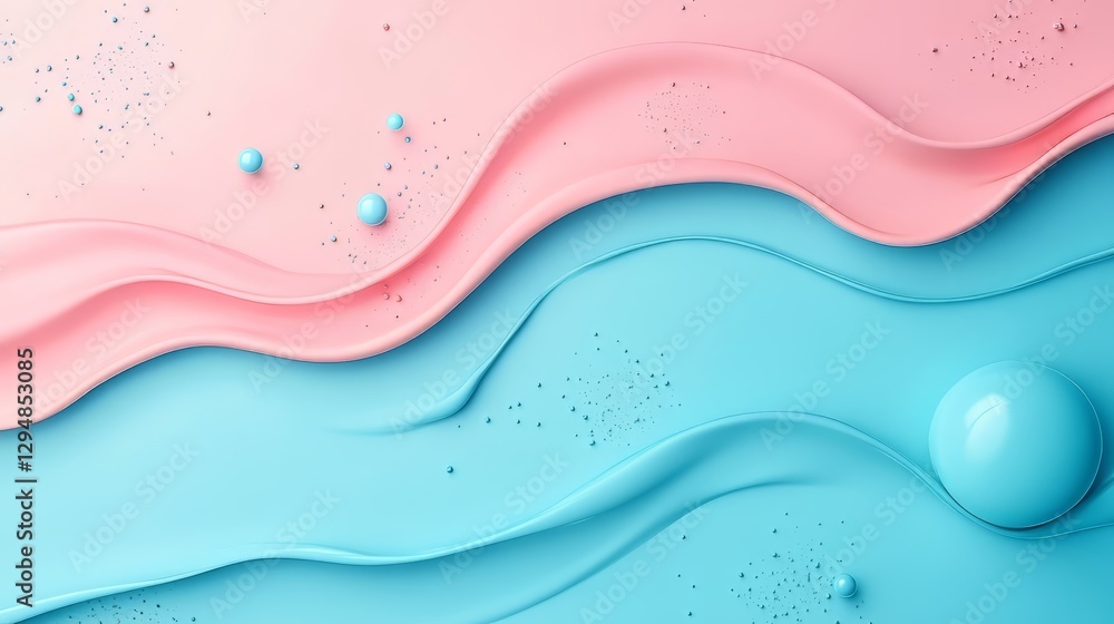 Abstract pastel waves with spheres and subtle specks on a smooth surface Abstract pastel waves with spheres and subtle specks on a smooth surface