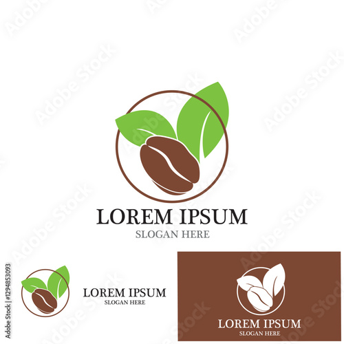 leaf and coffe icon vector illustration template design logo