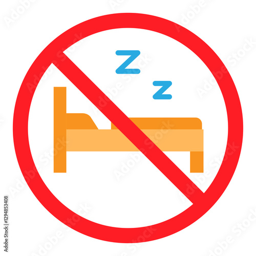 Illustration of No Resting Sign Flat Icon
